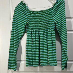 Lily Bleu Green Striped Kids Blouse